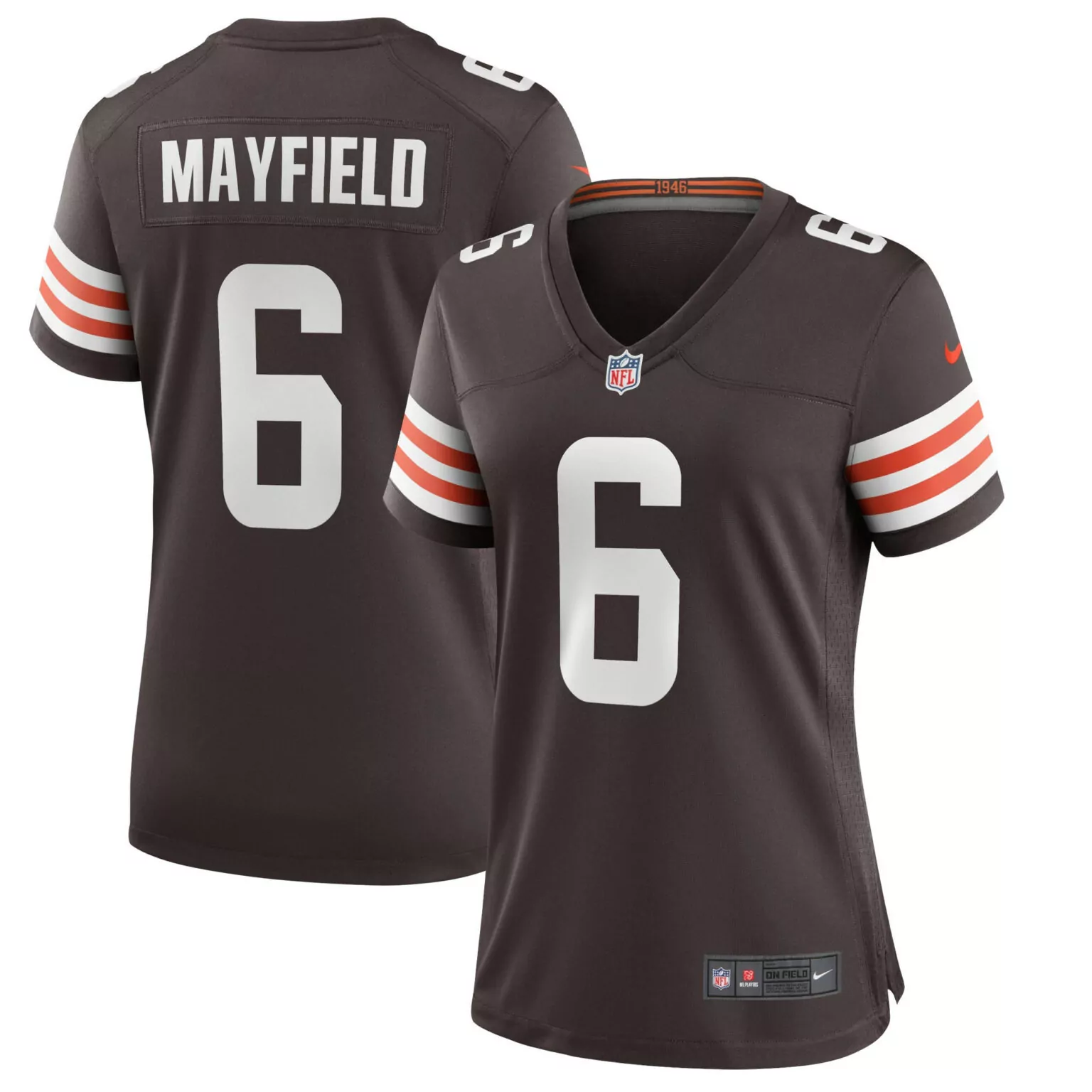 Baker Mayfield 6 Cleveland Browns Jersey Brown Women Alternate White Orange Game