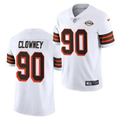 Jadeveon Clowney 90 Browns Jersey White Men Standard Brown Orange Collection Vapor