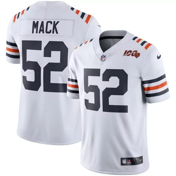 Khalil Mack 52 Chicago Bears Jersey White NFL 100 Men American Alternate Navy Blue
