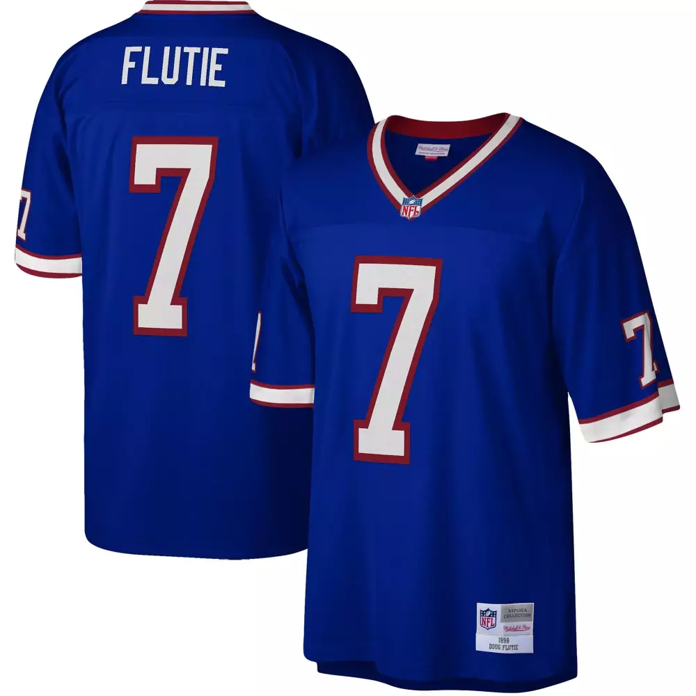 Doug Flutie 7 Bills Jersey Royal Blue Mitchell & Ness Nostalgia Collection Men White
