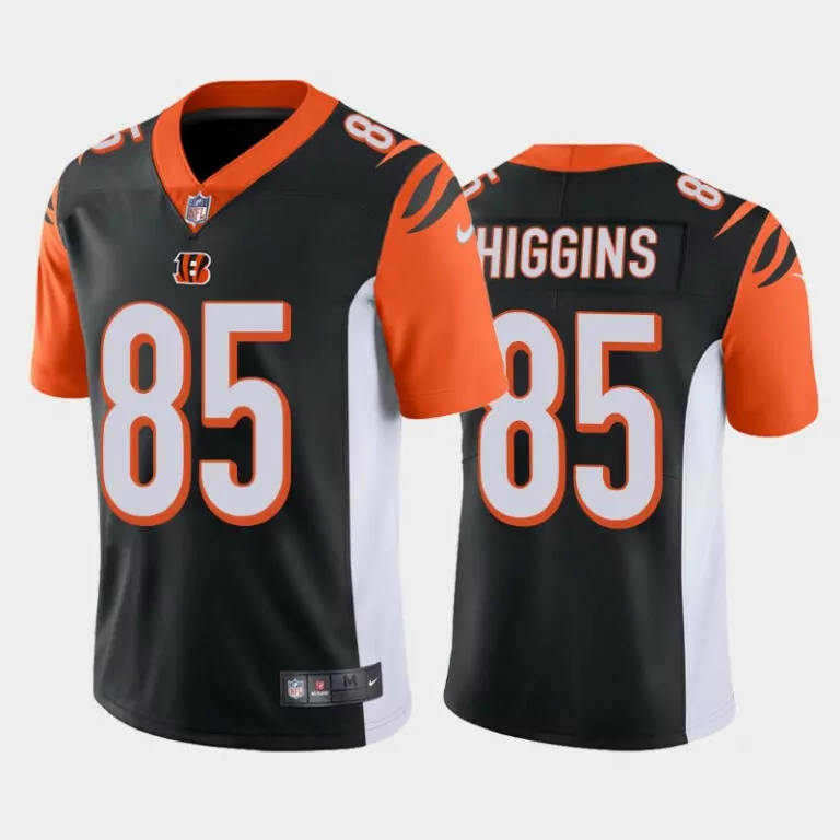 Tee Higgins 85 Cincinnati Bengals Jersey Black Men Player Orange White Vapor Stitched