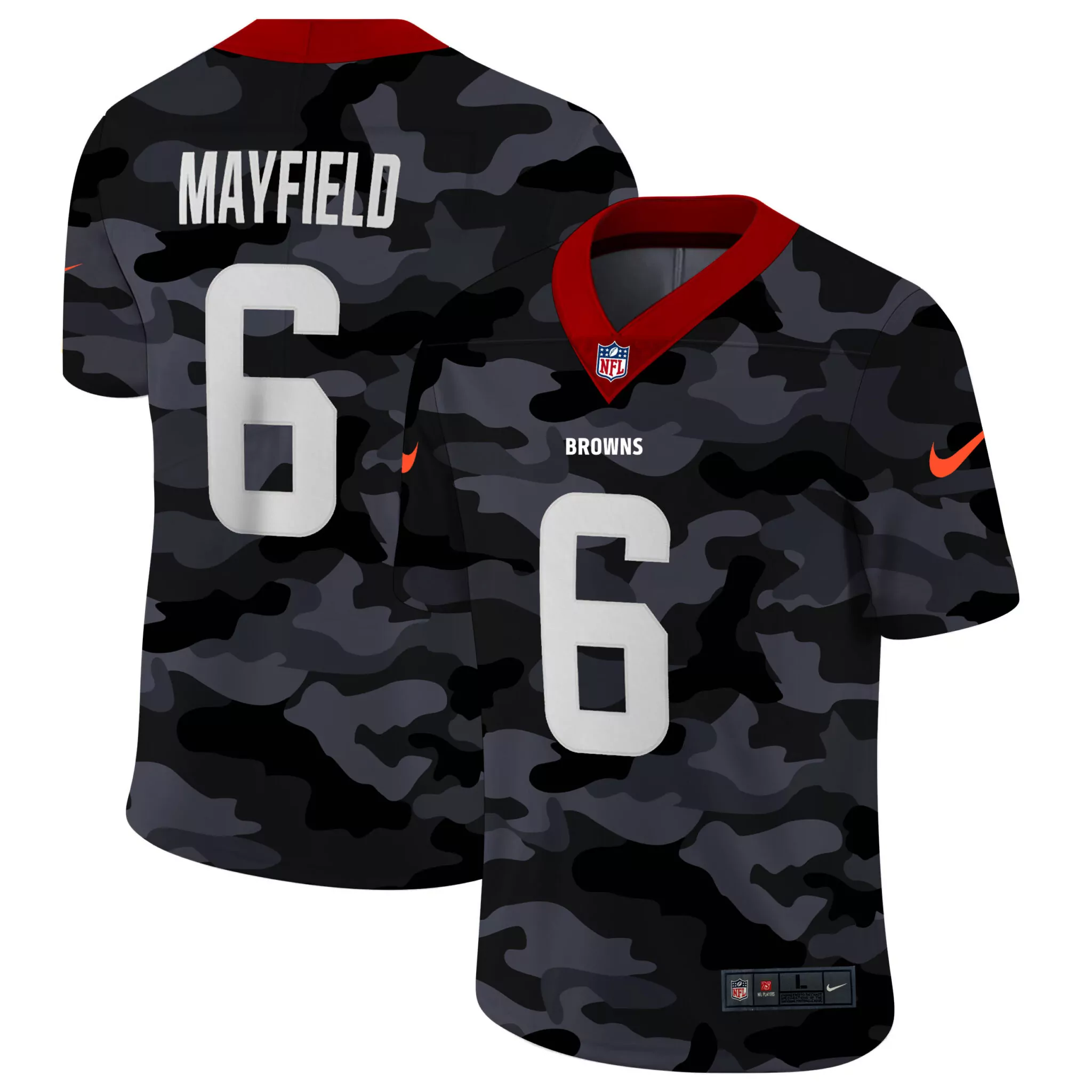 Baker Mayfield 6 Browns Jersey Black Men NFL Custom Design Gray Red Limited