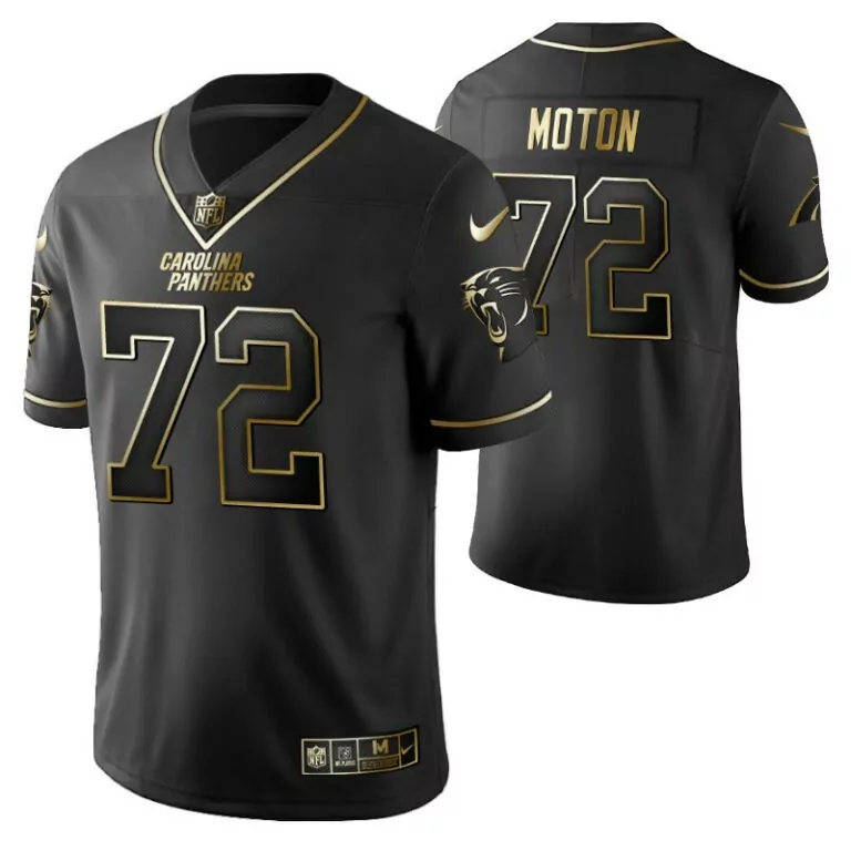 Taylor Moton 72 Carolina Panthers Jersey Black Men Standard Gold