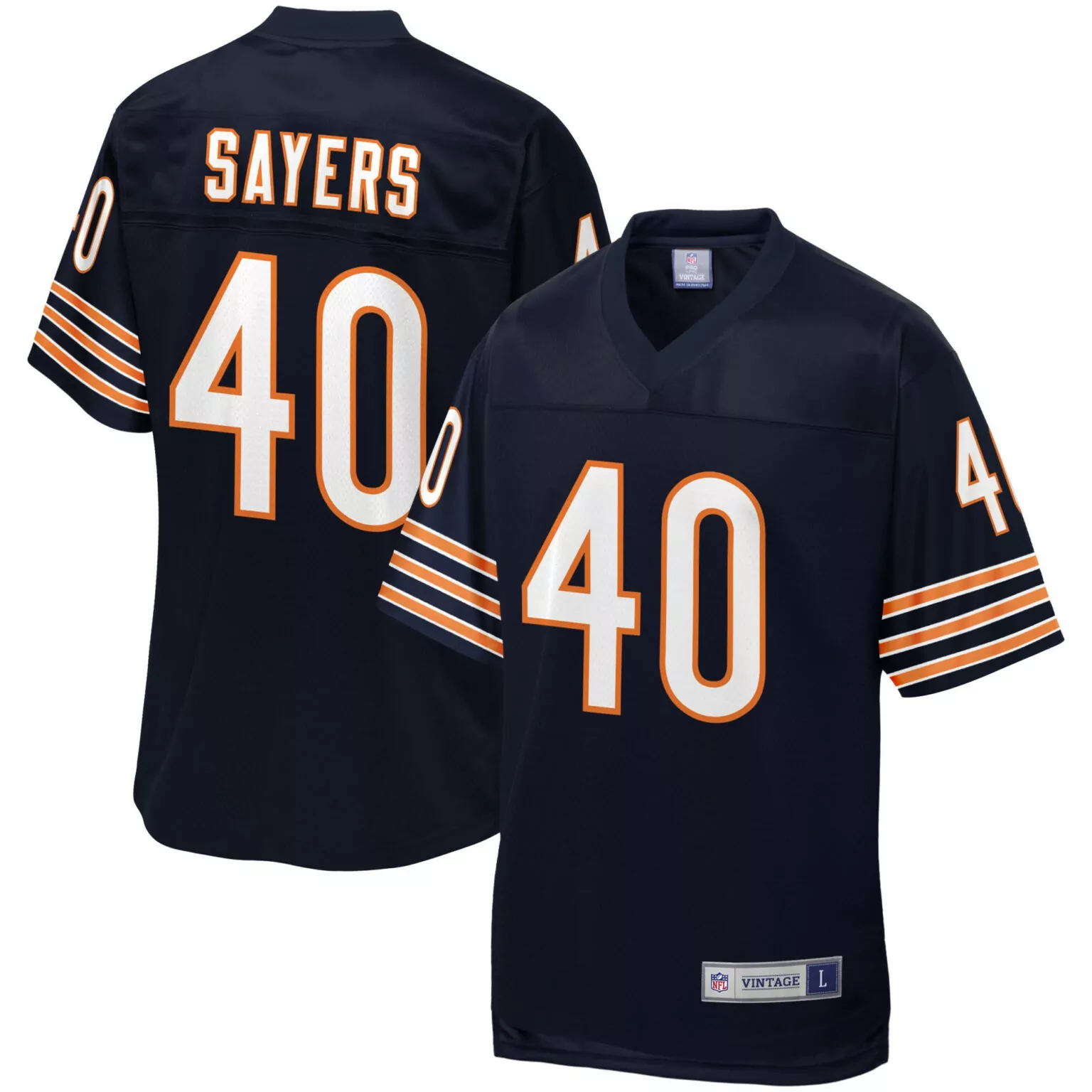 Gale Sayers 40 Chicago Bears Jersey Navy Blue Vintage Men Authentic Orange White