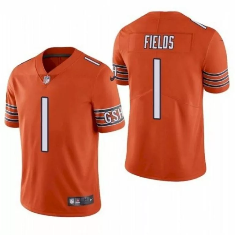 Justin Fields 1 Chicago Bears Jersey Orange Men White Navy Blue Light