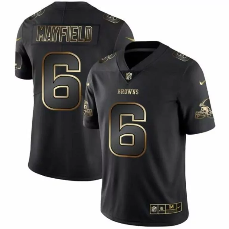 Baker Mayfield 6 Browns Jersey Black Men Gold