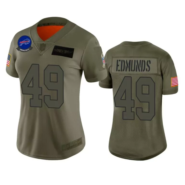 Tremaine Edmunds 49 Buffalo Bills Jersey Olive Green Salute To Service Us Flag Men
