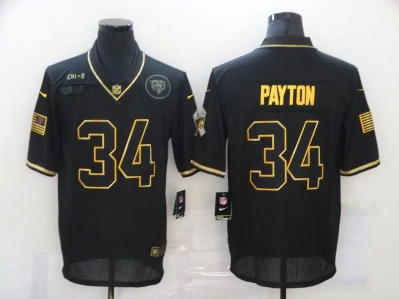 Walter Payton 34 Chicago Bears Jersey Black Monsters Of The Midway American Flag