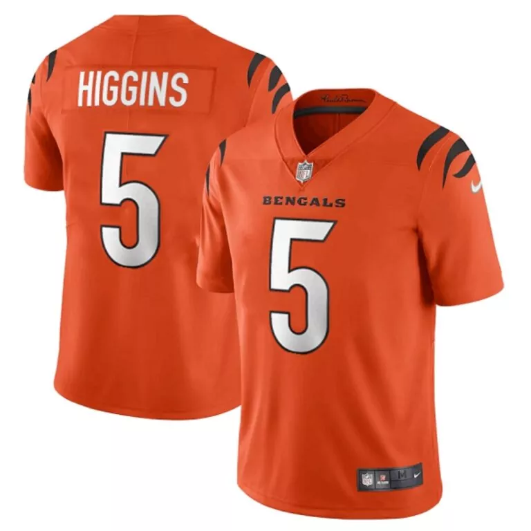 Tee Higgins 5 Bengals Jersey Orange Men Replica Black White Vapor Limited Stitched