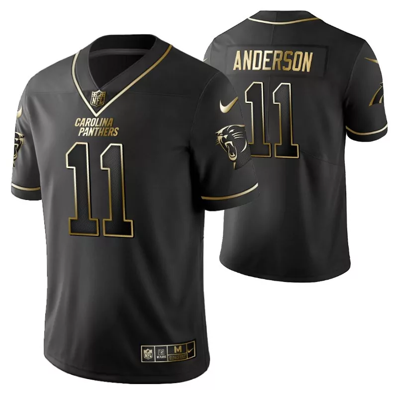 Robby Anderson 11 Jersey Black Null Carolina Panthers Men Gold