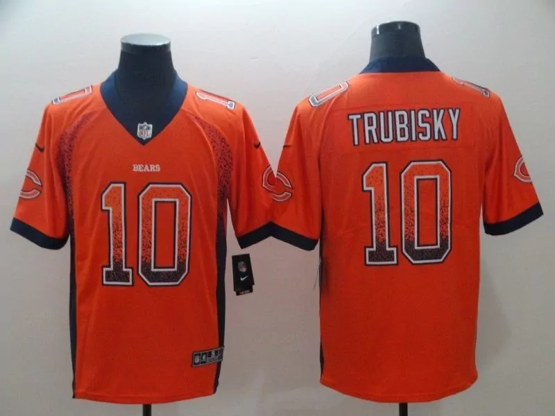 Mitchell Trubisky 10 Bears Jersey Orange Men Alternate Split Design Navy Blue White