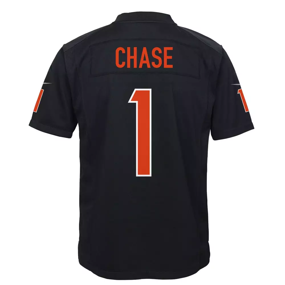 Ja'marr Chase 1 Jersey Black Cincinnati Bengals Men NFL Orange Game Fashion