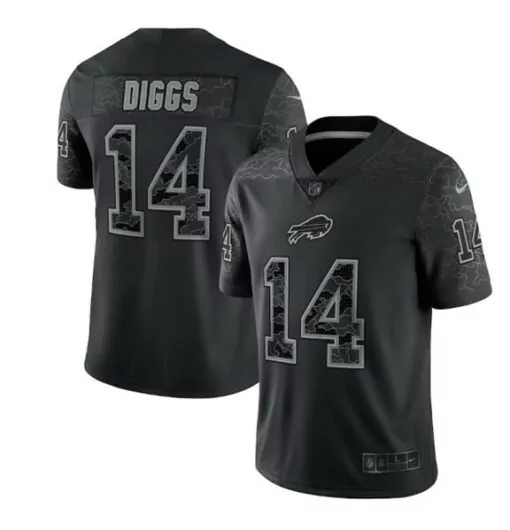 Stefon Diggs 14 Buffalo Bills Jersey Black Men Player Custom Design Gray Stitched