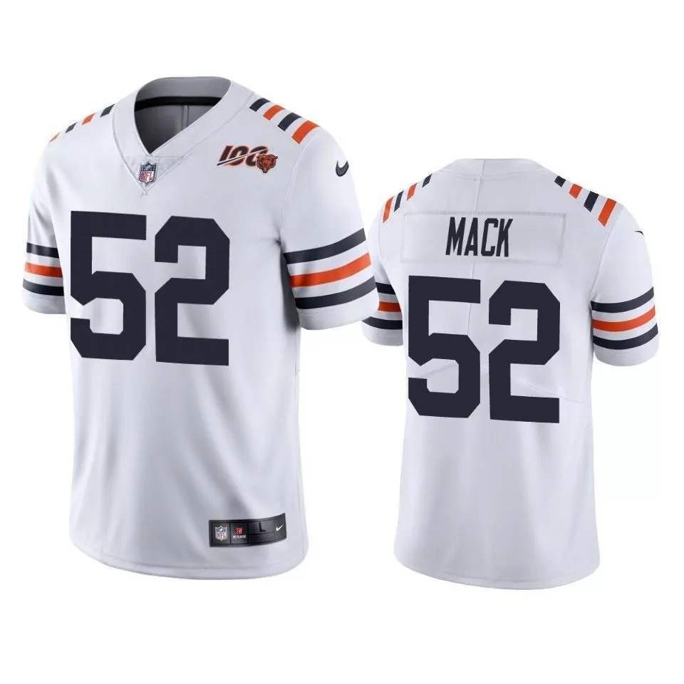 Khalil Mack 52 Bears Jersey White NFL 100 Men Replica Navy Blue Orange Alternate