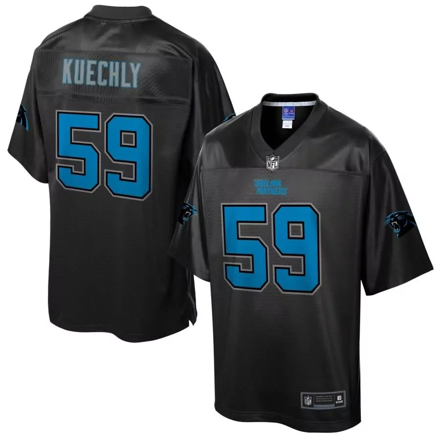 Luke Kuechly 59 Carolina Panthers Jersey Black Men Blue Gray Pro Fashion