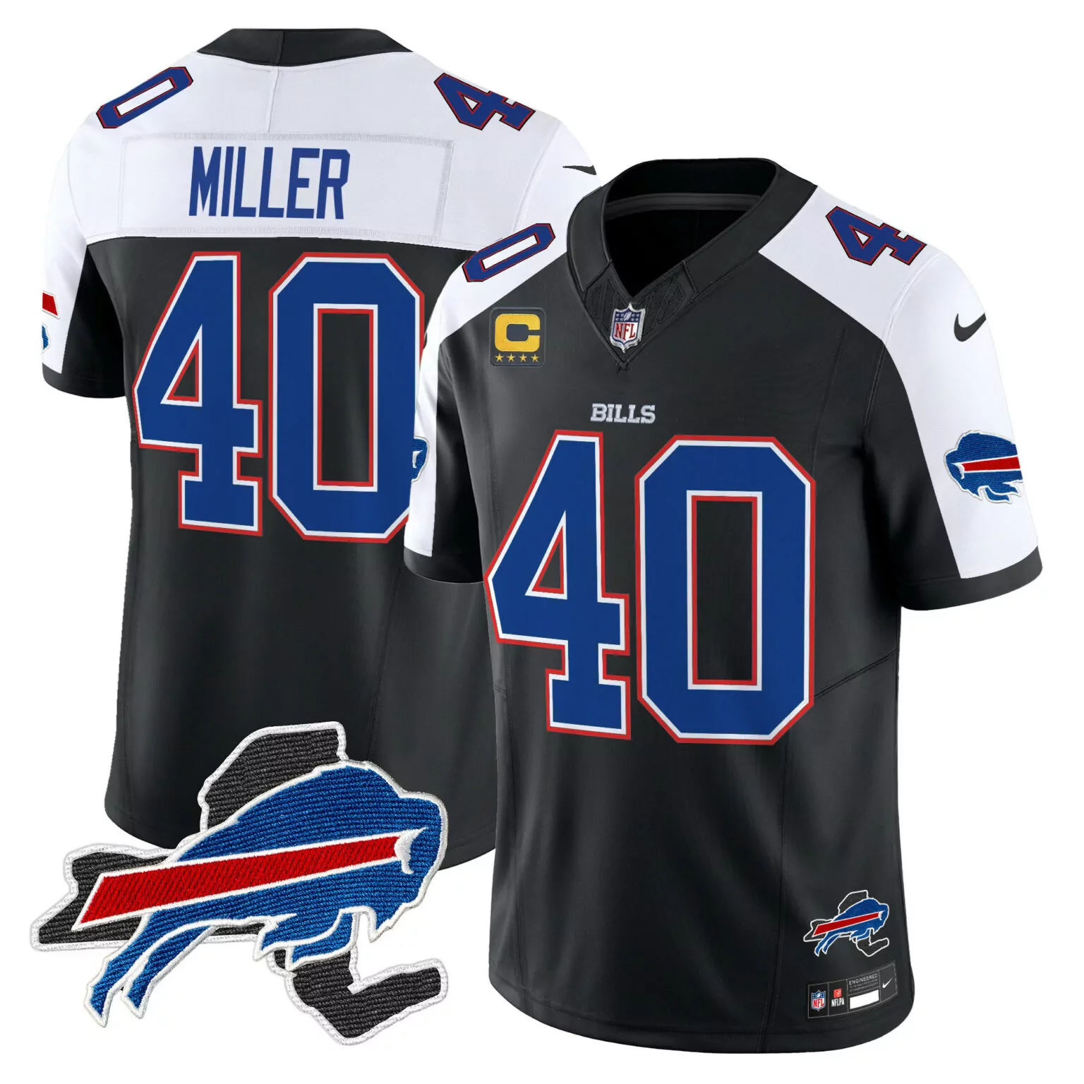 Von Miller 40 Buffalo Bills Jersey Black Nflpa Men Standard Alternate Split Design