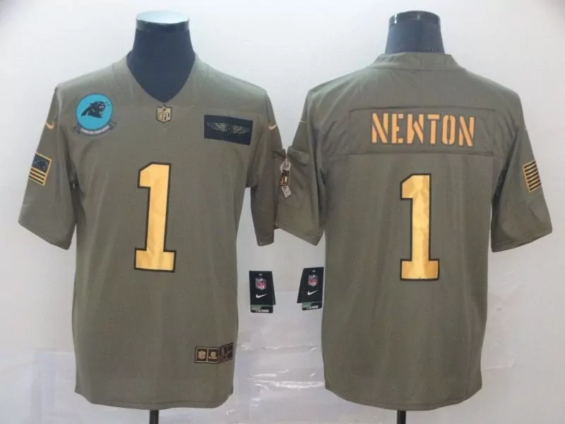 Cam Newton 1 Carolina Panthers Jersey Olive Green Salute To Service U.s. Flag Men