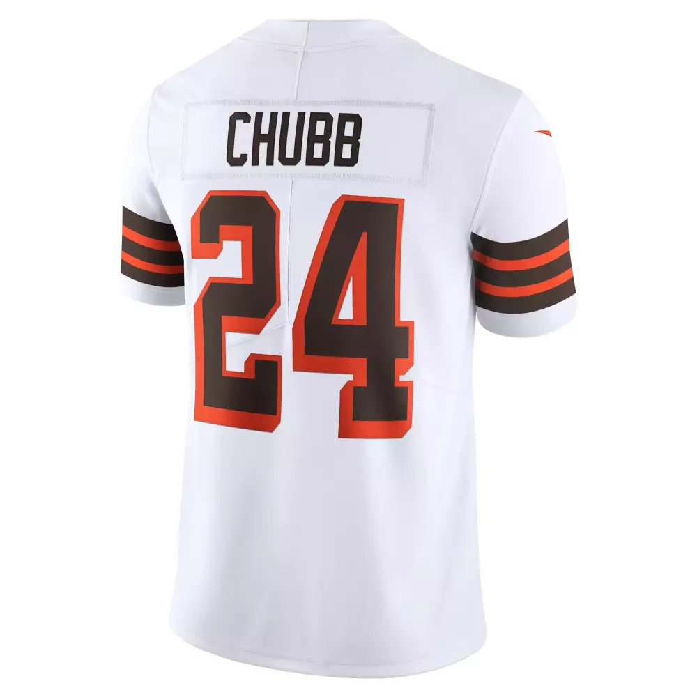 Nick Chubb 24 Cleveland Browns Jersey White Men Team Orange Brown Collection Alternate