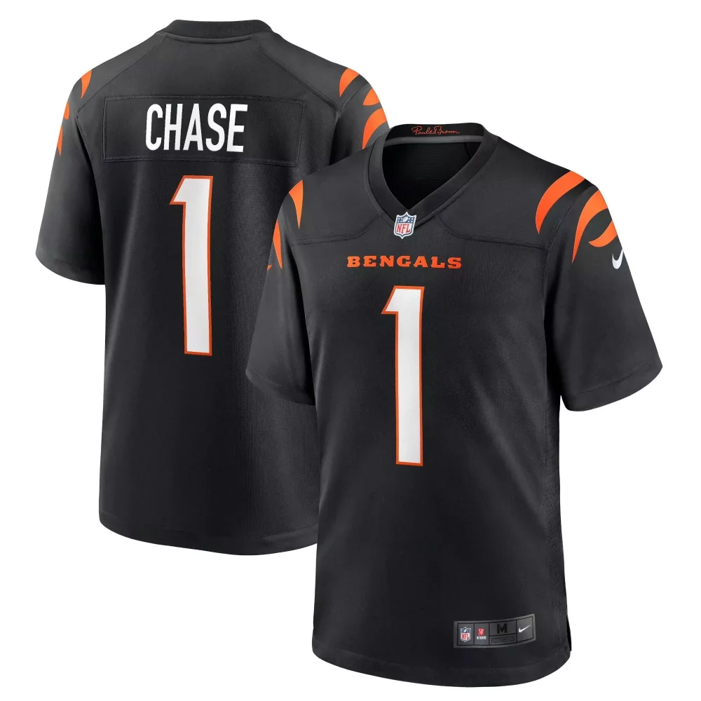 Ja'marr Chase 1 Bengals Jersey Black Men Orange White Game