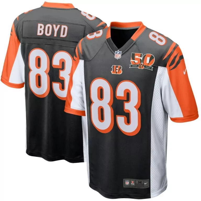 Tyler Boyd 83 Cincinnati Bengals Jersey Black 50th Anniversary 2017 Men NFL Alternate