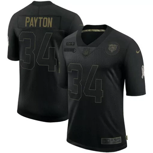 Walter Payton 34 Chicago Bears Jersey Black Salute To Service Men Gold Stitched