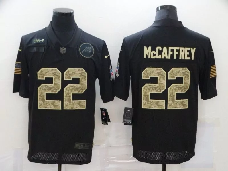 Christian Mccaffrey 22 Jersey Black Carolina Panthers Us Flag Men Standard Alternate