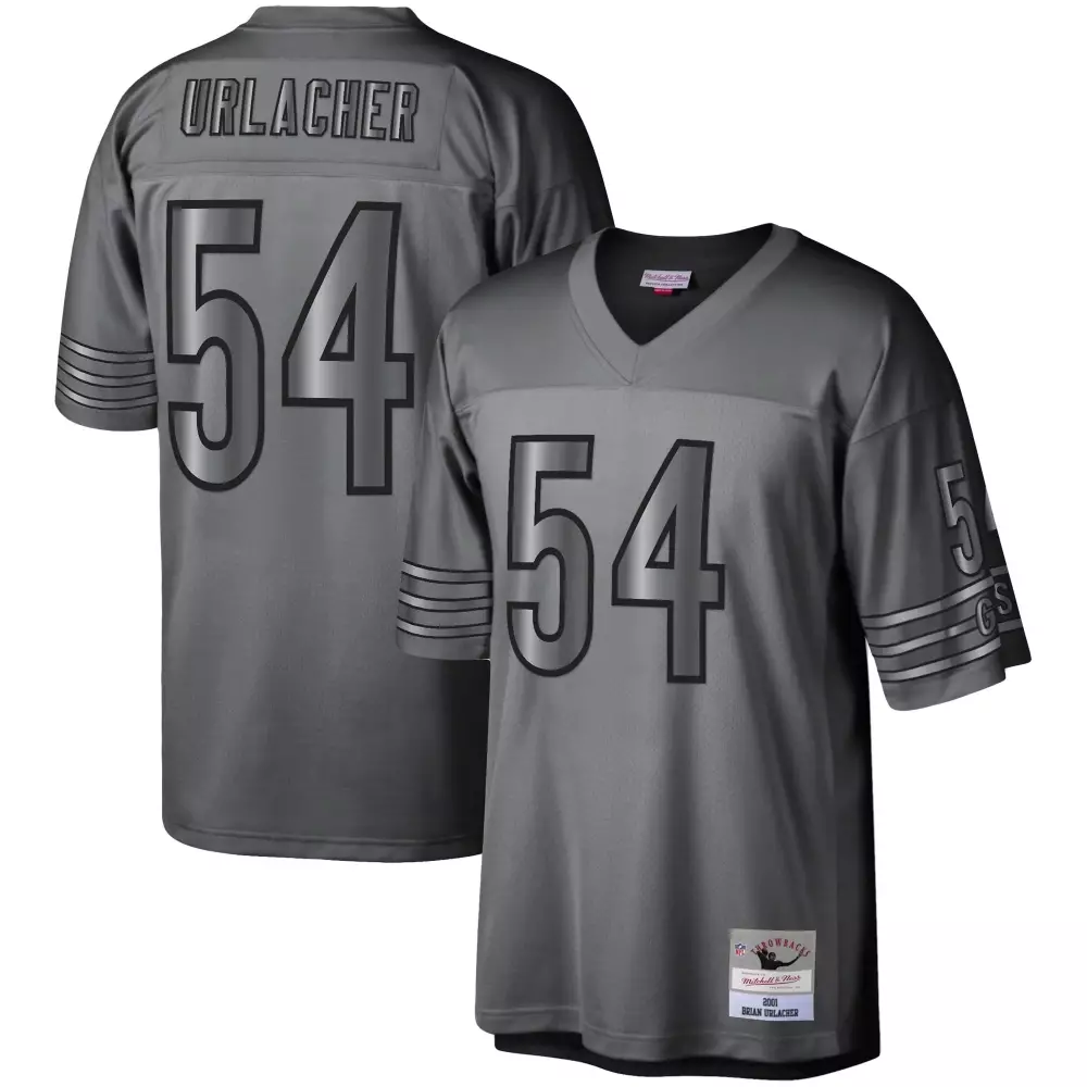 Brian Urlacher 54 Chicago Bears Jersey Gray 2001 Mitchell Ness Throwbacks Men Replica