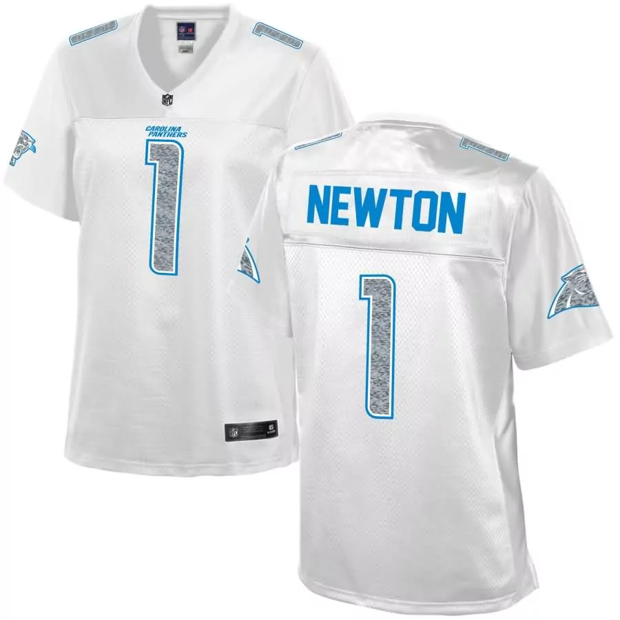 Cam Newton 1 Carolina Panthers Jersey White Men Blue Silver Pro Fashion