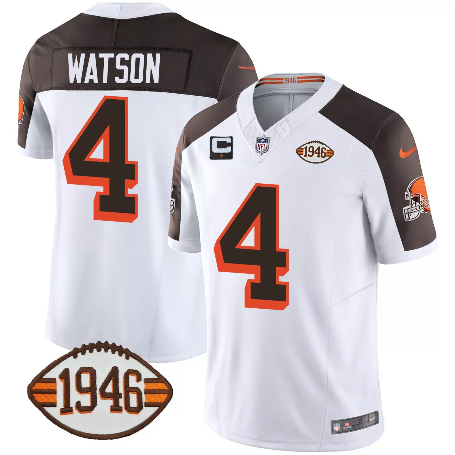 Deshaun Watson 4 Cleveland Browns Jersey White 1946 Men Brown Orange Anniversary