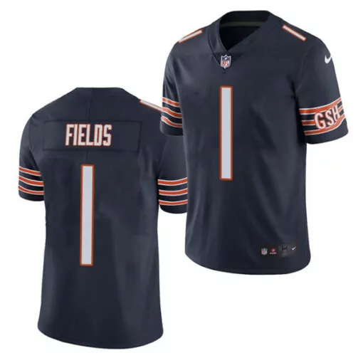 Justin Fields 1 Chicago Bears Jersey Navy Blue Men Authentic Orange White Vapor Stitched