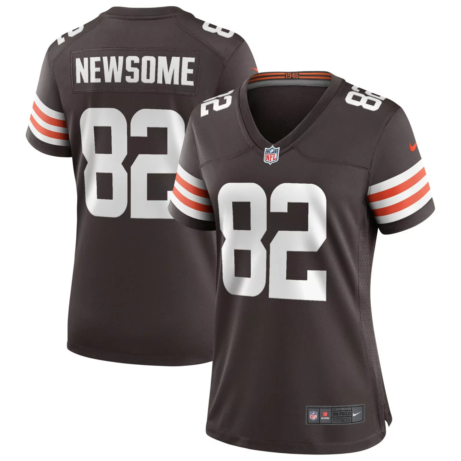 Ozzie Newsome 82 Cleveland Browns Jersey Brown "1946" Inscription Women Replica White