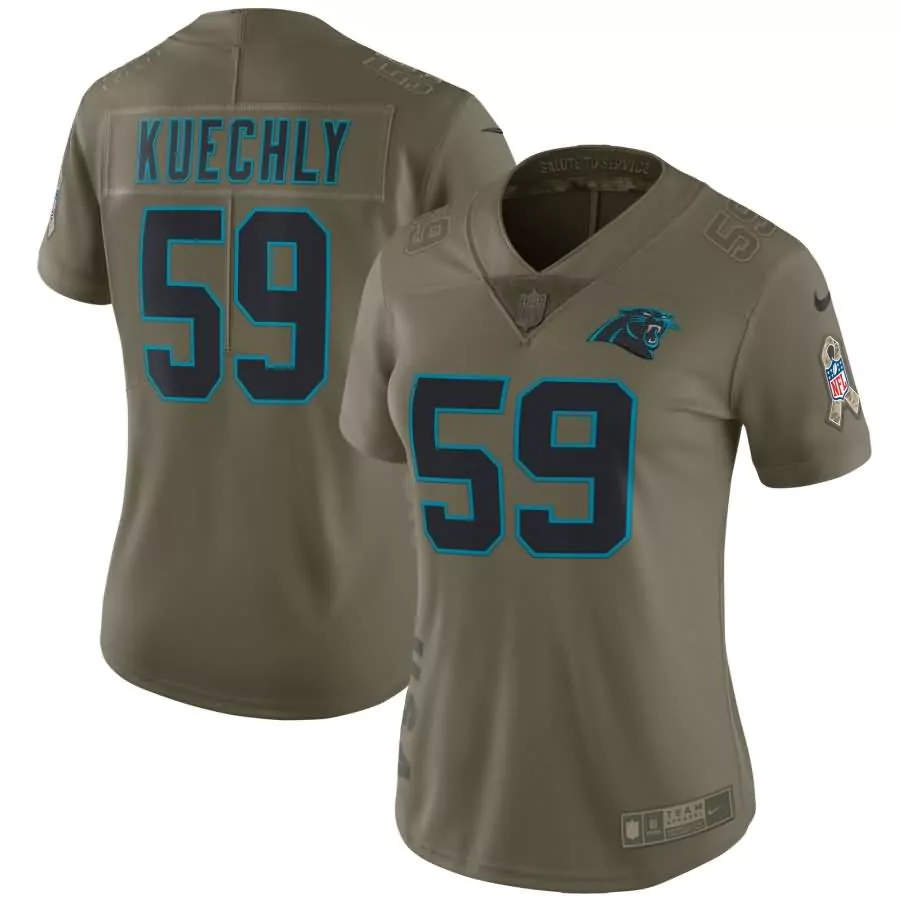 Luke Kuechly 59 Carolina Panthers Jersey Olive Salute To Service Men NFL Alternate