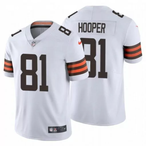 Austin Hooper 81 Cleveland Browns Jersey White Men Brown Orange Stitched Vapor