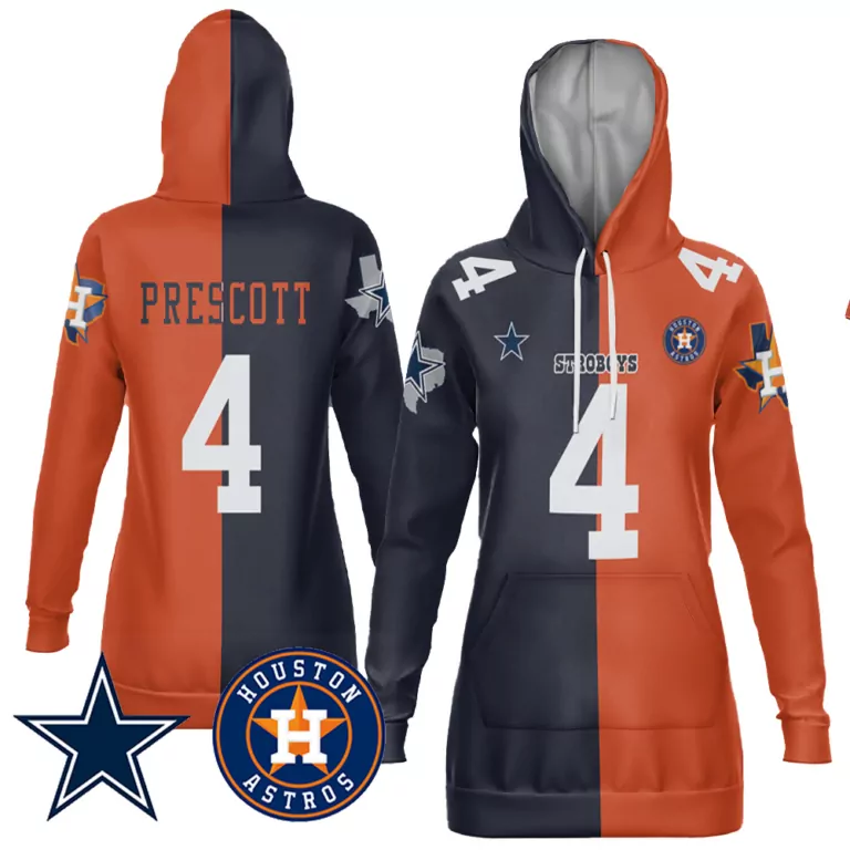 Dak Prescott 4 Jersey Navy Blue Split Team Houston Astros/dallas Cowboys Dallas Star Astros 2023