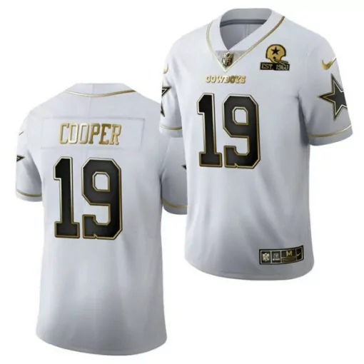 Amari Cooper 19 Cowboys Jersey White 1960 Men Black Gold Stitched