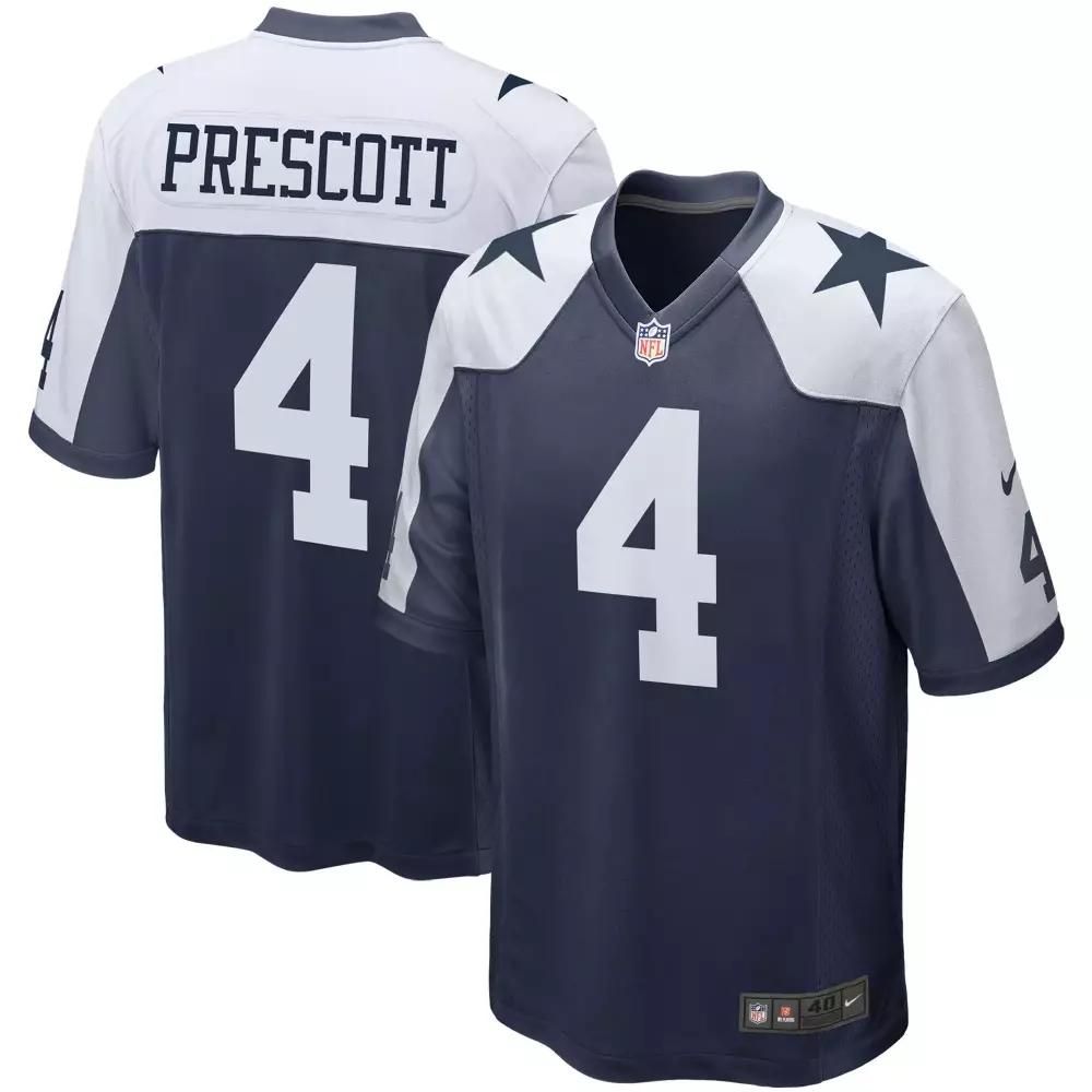 Dak Prescott 4 Dallas Cowboys Jersey Navy Men Replica White Alternate Game