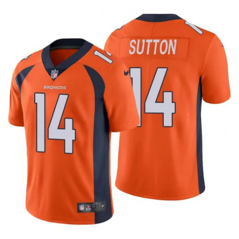 Courtland Sutton 14 Broncos Jersey Orange Men Navy Vapor Stitched