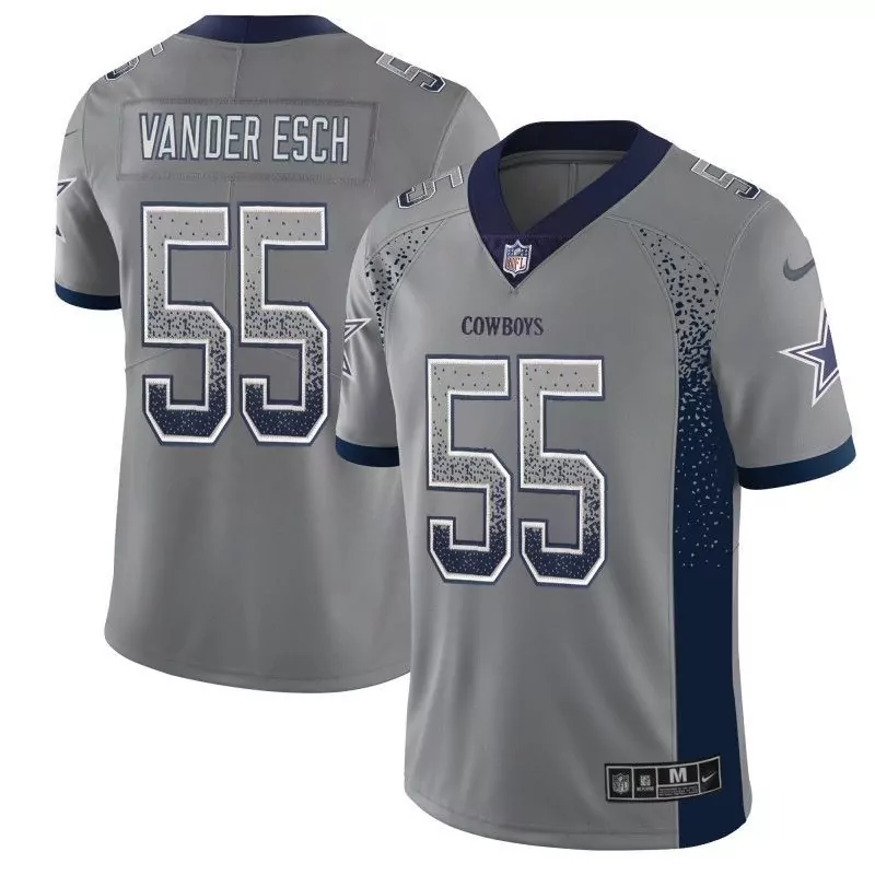 Leighton Vander 55 Cowboys Jersey Gray Men Alternate Split Design Navy Blue White