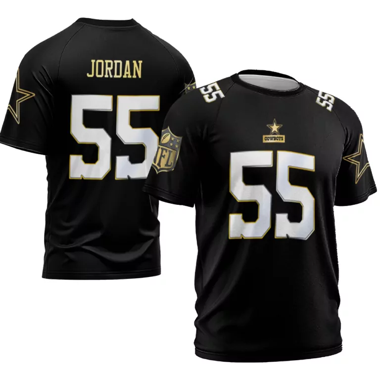 Jordan 55 Cowboys Jersey Black Men White Gold Throwback Limited Vapor V2