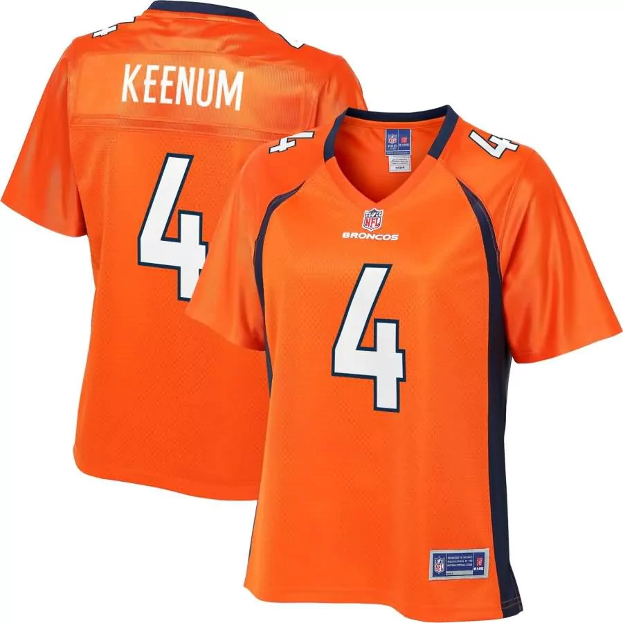 Case Keenum 4 Broncos Jersey Orange Men NFL Navy Blue Pro