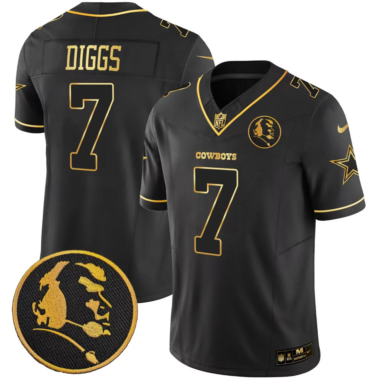 Trevon Diggs 7 Cowboys Jersey Black Nflpa Star Men NFL Gold All Stitched