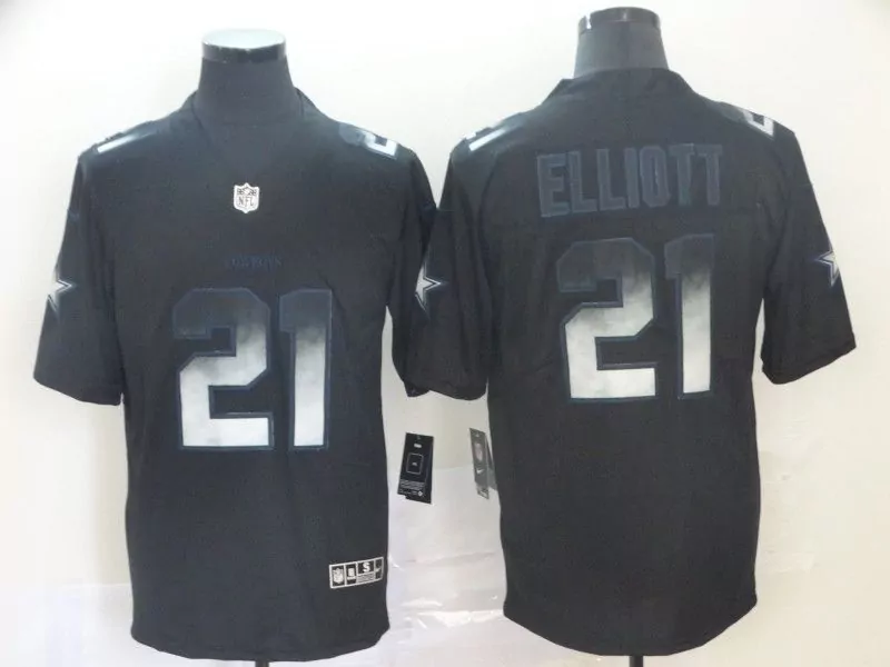 Ezekiel Elliott 21 Dallas Cowboys Jersey Black Men Team Silver White Vapor