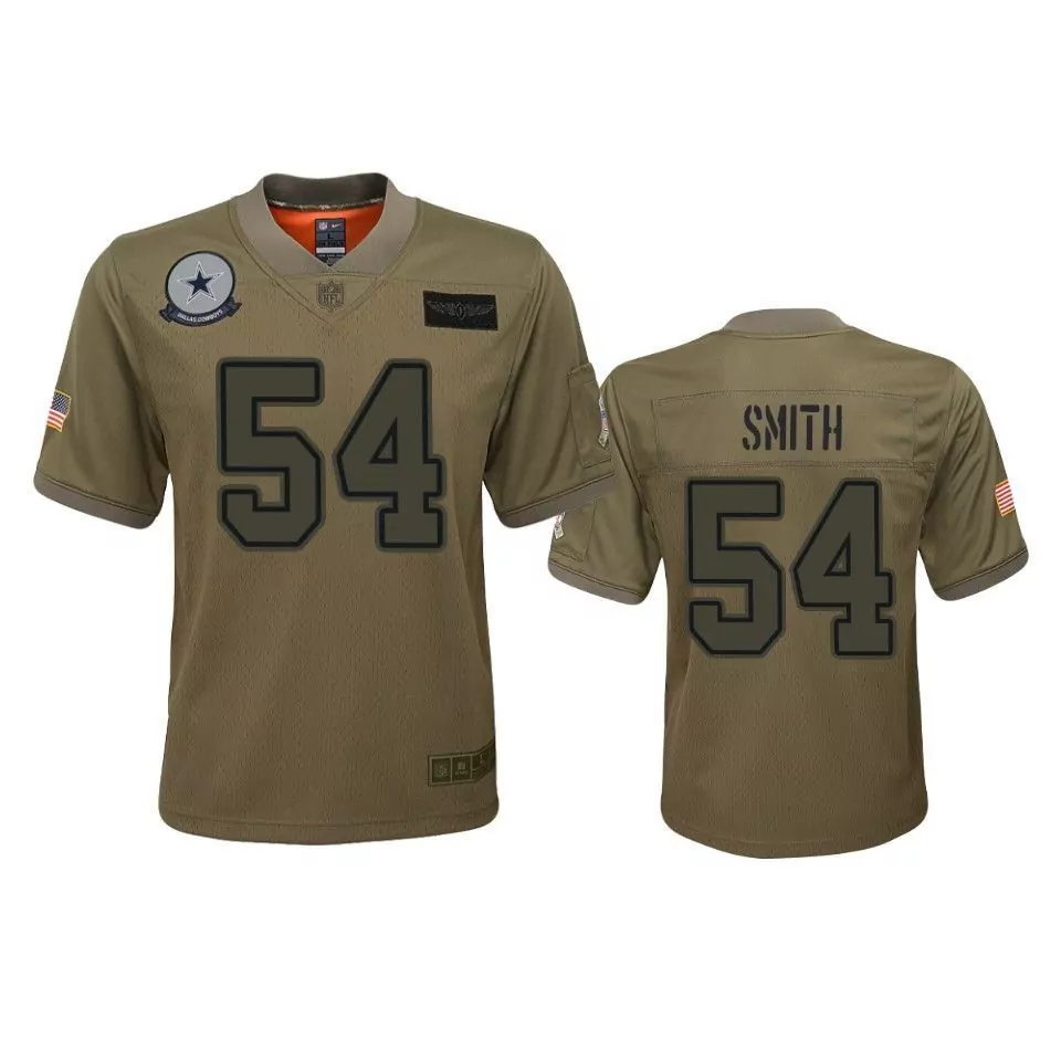 Jaylon Smith 54 Dallas Cowboys Jersey Olive Drab Salute To Service Us Flag Men Alternate