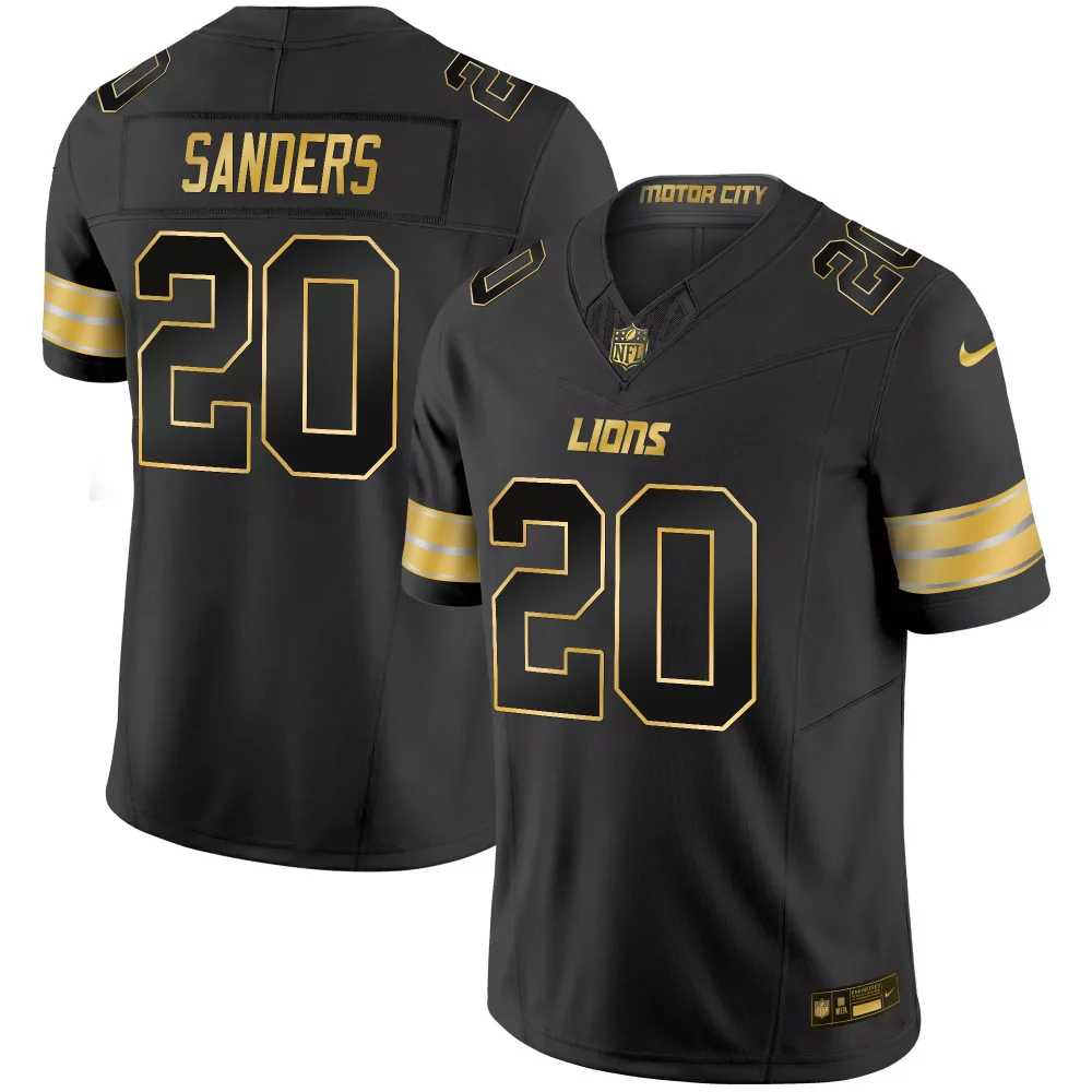 Sanders 20 Lions Jersey Black Motor City Men Gold Vapor Limited All Stitched