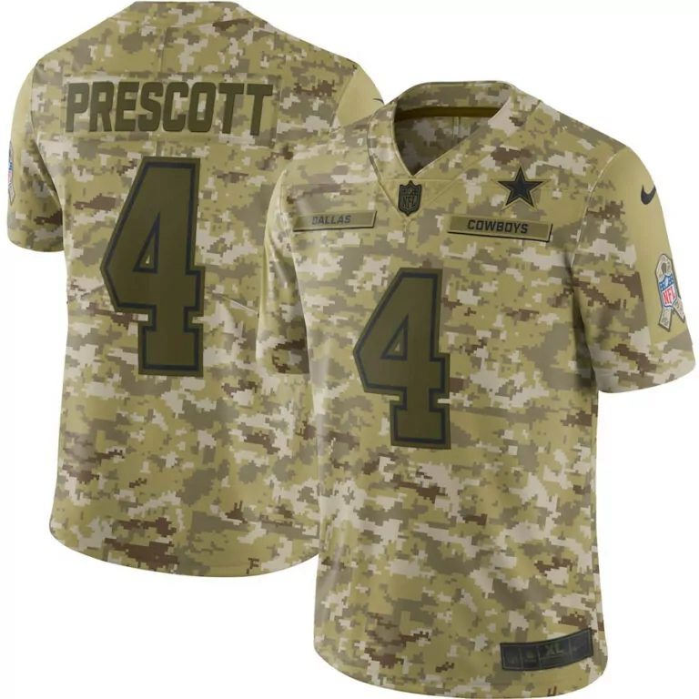 Dak Prescott 4 Dallas Cowboys Jersey Green Salute To Service Men Digi-camo Alternate