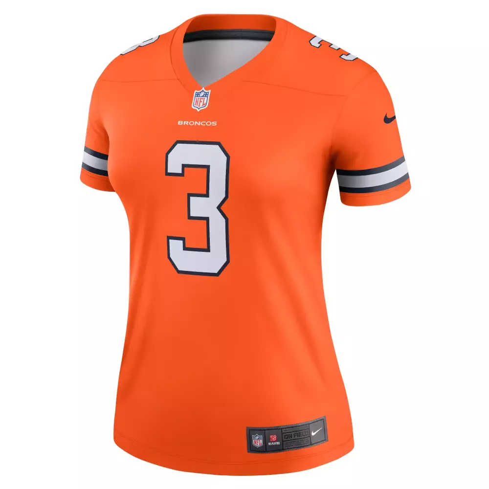 Russell Wilson 3 Denver Broncos Jersey Orange Women Replica White Navy Blue Alternate