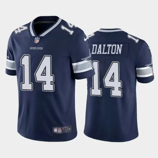 Andy Dalton 14 Dallas Cowboys Jersey Navy Men Authentic Silver White Vapor Stitched