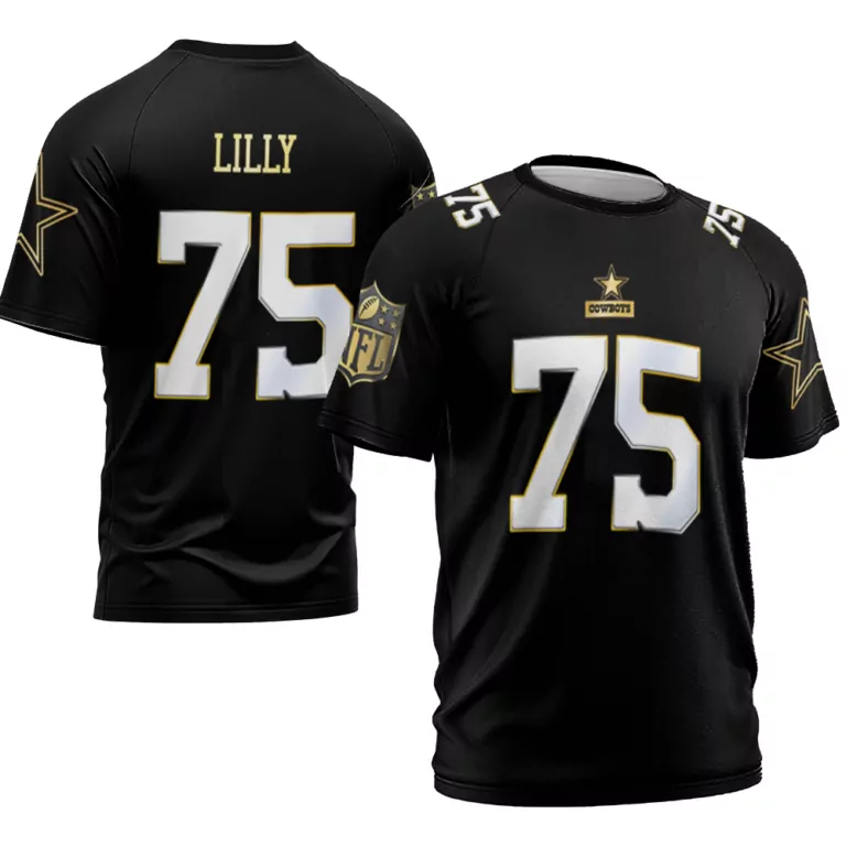 Bob Lilly 75 Dallas Cowboys Jersey Black Men White Gold Throwback Limited Vapor V2