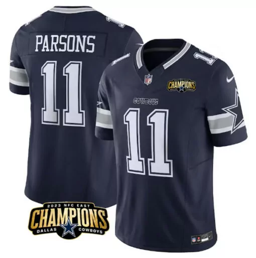 Micah Parsons 11 Dallas Cowboys Jersey Navy Blue 2023 NFC East Champions Men White