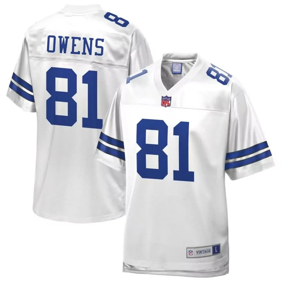 Terrell Owens 81 Dallas Cowboys Jersey White Men Game Blue Silver Pro Retired